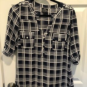 Navy & White Blouse